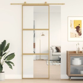 Golden sliding door made of transparent ESG glass and aluminum by , Doors for the home - Ref: Foro24-155148, Price: 141,99 €,...