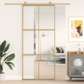 Golden sliding door made of transparent ESG glass and aluminum by , Doors for the home - Ref: Foro24-155155, Price: 154,99 €,...