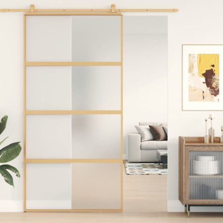 Sliding door made of frosted ESG glass and golden aluminum by , Doors for the home - Ref: Foro24-155183, Price: 202,99 €, Dis...