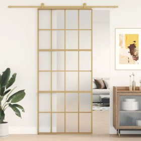 Goldene Schiebetür ESG-Glas mattiertes Aluminium 90x205cm von , Türen für zu Hause - Ref: Foro24-155176, Preis: 175,99 €, Rab...