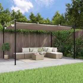 Pérgola con cubierta retráctil gris taupe 395x292x230 cm de , Carpas y cenadores - Ref: Foro24-360118, Precio: 274,99 €, Desc...