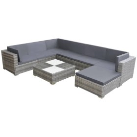 8-teiliges Gartenmöbel-Set und graue synthetische Rattankissen von vidaXL, Gartensets - Ref: Foro24-42746, Preis: 795,99 €, R...