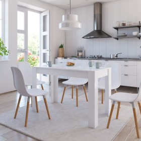 Glossy white engineered wood dining table 120x60x76 cm by , Kitchen and dining tables - Ref: Foro24-800438, Price: 79,73 €, D...