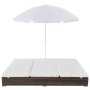 Tumbona cama con sombrilla ratán sintético marrón de vidaXL, Camas para exteriores - Ref: Foro24-42949, Precio: 326,99 €, Des...