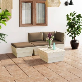 Garden furniture made of 4-piece pallets and fir wood cushions by , Garden sets - Ref: Foro24-3063440, Price: 245,99 €, Disco...