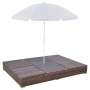 Tumbona cama con sombrilla ratán sintético marrón de vidaXL, Camas para exteriores - Ref: Foro24-42949, Precio: 326,99 €, Des...