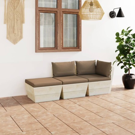 Garden furniture made of 3-piece pallets and fir wood cushions by , Garden sets - Ref: Foro24-3063428, Price: 220,99 €, Disco...