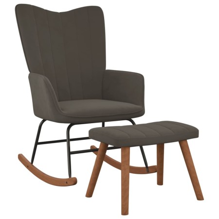 Silla mecedora con reposapiés terciopelo gris oscuro de , Mecedoras - Ref: Foro24-327755, Precio: 119,95 €, Descuento: %