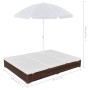 Tumbona cama con sombrilla ratán sintético marrón de vidaXL, Camas para exteriores - Ref: Foro24-42949, Precio: 326,99 €, Des...