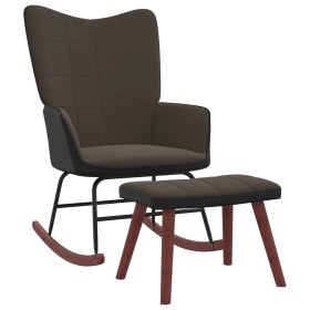 Silla mecedora con reposapiés terciopelo y PVC gris oscuro de , Mecedoras - Ref: Foro24-327887, Precio: 142,68 €, Descuento: %