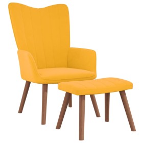 Sillón de relax con taburete terciopelo amarillo mostaza de , Sillones - Ref: Foro24-327673, Precio: 140,99 €, Descuento: %