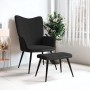 Silla de relajación con reposapiés terciopelo y PVC negro de , Sillones - Ref: Foro24-327826, Precio: 111,14 €, Descuento: %