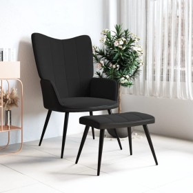 Silla de relajación con reposapiés terciopelo y PVC negro de , Sillones - Ref: Foro24-327826, Precio: 111,99 €, Descuento: %