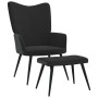 Silla de relajación con reposapiés terciopelo y PVC negro de , Sillones - Ref: Foro24-327826, Precio: 111,14 €, Descuento: %