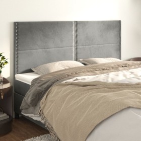 Cabeceros 4 unidades de terciopelo gris claro 90x5x78/88 cm de , Cabeceros y pies de cama - Ref: Foro24-3116252, Precio: 129,...