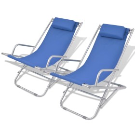 Reclining sun loungers, 2 units, blue steel by vidaXL, Loungers - Ref: Foro24-42935, Price: 120,72 €, Discount: %