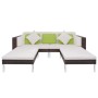 Set muebles de jardín 4 piezas y cojines ratán sintético marrón de vidaXL, Conjuntos de jardín - Ref: Foro24-42943, Precio: 4...