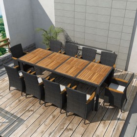 11-piece garden dining set and black synthetic rattan cushions by vidaXL, Garden sets - Ref: Foro24-42571, Price: 764,99 €, D...