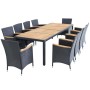 Set comedor de jardín 11 piezas y cojines ratán sintético negro de vidaXL, Conjuntos de jardín - Ref: Foro24-42571, Precio: 7...