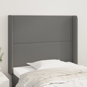 Cabecero con orejas cuero sintético gris 93x16x118/128cm de , Cabeceros y pies de cama - Ref: Foro24-3119522, Precio: 79,99 €...