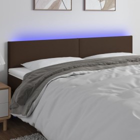 Cabecero con LED cuero sintético marrón 200x5x78/88 cm de , Cabeceros y pies de cama - Ref: Foro24-3121443, Precio: 69,99 €, ...