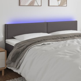 Cabecero con LED cuero sintético gris 180x5x78/88 cm de , Cabeceros y pies de cama - Ref: Foro24-3121578, Precio: 77,63 €, De...