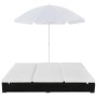 Tumbona cama con sombrilla ratán sintético negra de vidaXL, Camas para exteriores - Ref: Foro24-42950, Precio: 253,41 €, Desc...