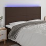 Headboard with LED lights brown synthetic leather 200x5x118/128 cm by , Headboards and footboards - Ref: Foro24-3122255, Pric...