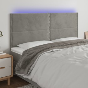 Headboard with LED lights light gray velvet 200x5x118/128 cm by , Headboards and footboards - Ref: Foro24-3122350, Price: 118...