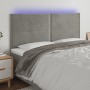 Cabecero con luces LED terciopelo gris claro 200x5x118/128 cm de , Cabeceros y pies de cama - Ref: Foro24-3122350, Precio: 11...