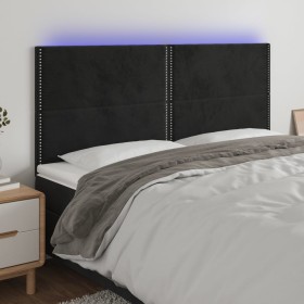 Kopfteil aus schwarzem Samt mit LED-Leuchten, 200 x 5 x 118/128 cm von , Kopf- und Fußteile - Ref: Foro24-3122352, Preis: 117...