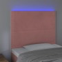 Pink velvet headboard with LED lights 90x5x118/128 cm by , Headboards and footboards - Ref: Foro24-3122325, Price: 76,34 €, D...