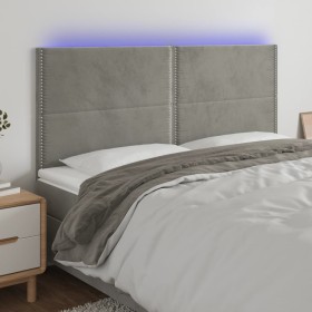 Cabecero con luces LED terciopelo gris claro 180x5x118/128 cm de , Cabeceros y pies de cama - Ref: Foro24-3122344, Precio: 13...