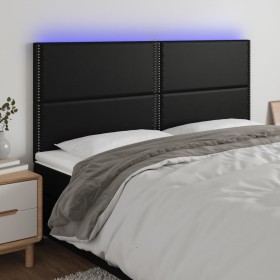 Cabecero con luces LED cuero sintético negro 180x5x118/128 cm de , Cabeceros y pies de cama - Ref: Foro24-3122386, Precio: 13...