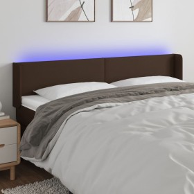 Cabecero con LED cuero sintético marrón 203x16x78/88 cm de , Cabeceros y pies de cama - Ref: Foro24-3123067, Precio: 72,99 €,...