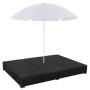 Tumbona cama con sombrilla ratán sintético negra de vidaXL, Camas para exteriores - Ref: Foro24-42950, Precio: 253,41 €, Desc...