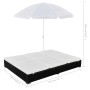 Tumbona cama con sombrilla ratán sintético negra de vidaXL, Camas para exteriores - Ref: Foro24-42950, Precio: 253,41 €, Desc...