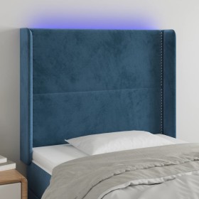 Dark blue velvet LED headboard 93x16x118/128 cm by , Headboards and footboards - Ref: Foro24-3123948, Price: 86,96 €, Discoun...