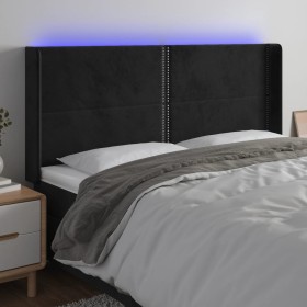 Black velvet headboard with LED 203x16x118/128 cm by , Headboards and footboards - Ref: Foro24-3123976, Price: 159,99 €, Disc...