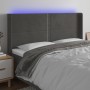 Dunkelgraues Samtkopfteil mit LED 183x16x118/128 cm von , Kopf- und Fußteile - Ref: Foro24-3123969, Preis: 146,99 €, Rabatt: %