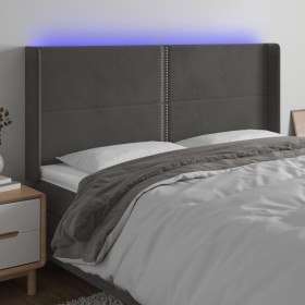 Dark gray velvet headboard with LED 183x16x118/128 cm by , Headboards and footboards - Ref: Foro24-3123969, Price: 146,99 €, ...