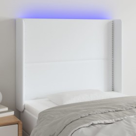 Headboard with LED white synthetic leather 83x16x118/128 cm by , Headboards and footboards - Ref: Foro24-3123981, Price: 86,9...