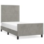 Light gray velvet bed frame with headboard 90x190 cm by , Beds and slatted bases - Ref: Foro24-3125666, Price: 153,17 €, Disc...