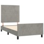 Light gray velvet bed frame with headboard 90x190 cm by , Beds and slatted bases - Ref: Foro24-3125666, Price: 153,17 €, Disc...