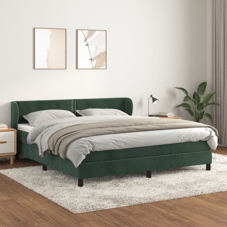 Cama box spring con colchón terciopelo verde oscuro 180x200 cm de , Camas y somieres - Ref: Foro24-3127448, Precio: 542,04 €,...