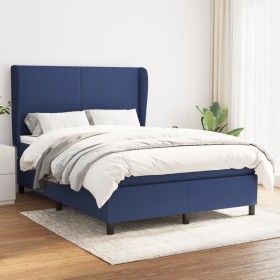 Box spring bed with blue fabric mattress 140x190 cm by , Beds and slatted bases - Ref: Foro24-3127803, Price: 499,88 €, Disco...