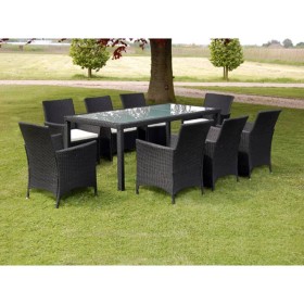 9-teiliges Garten-Essset und schwarze Kissen aus synthetischem Rattan von vidaXL, Gartensets - Ref: Foro24-43118, Preis: 686,...