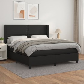 Cama box spring con colchón cuero sintético negro 180x200 cm de , Camas y somieres - Ref: Foro24-3128985, Precio: 631,12 €, D...