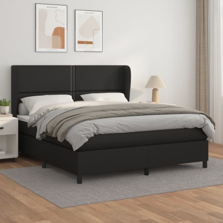 Box spring bed with black synthetic leather mattress 180x200 cm by , Beds and slatted bases - Ref: Foro24-3128985, Price: 631...