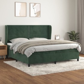 Cama box spring con colchón terciopelo verde oscuro 200x200 cm de , Camas y somieres - Ref: Foro24-3129174, Precio: 683,99 €,...